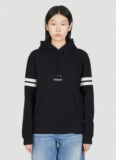 Saint Laurent 로고 자수 후드 스웨트셔츠 블랙 sla0253032