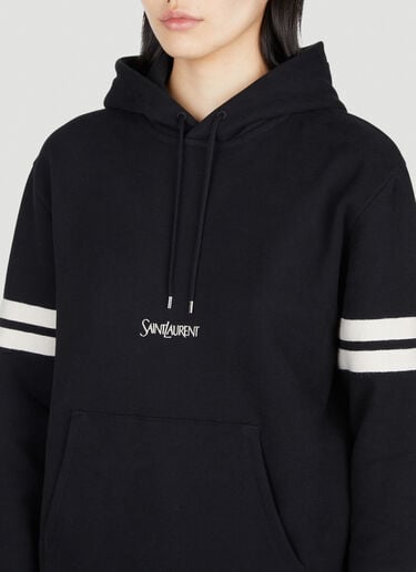 Saint Laurent 로고 자수 후드 스웨트셔츠 블랙 sla0253032