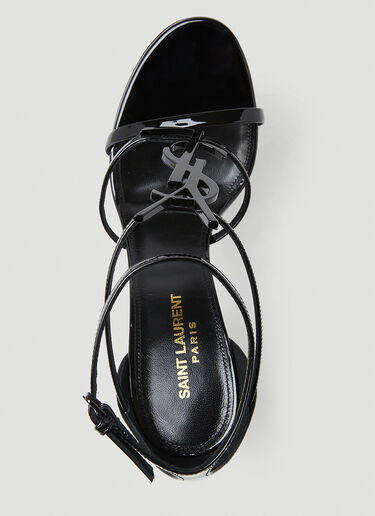 Saint Laurent Cassandre 徽标铭牌凉鞋 黑色 sla0253048