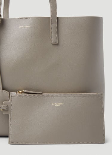 Saint Laurent Leather Shopping Tote Bag Grey sla0253086