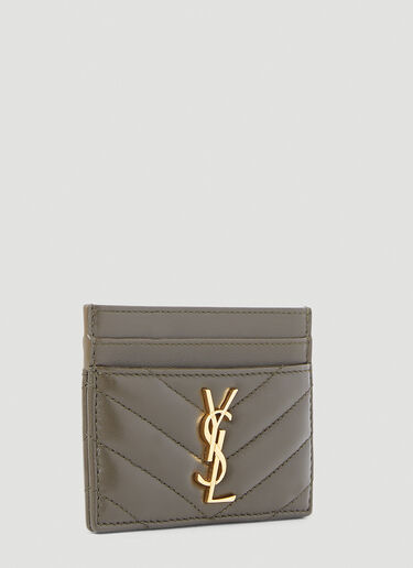 Saint Laurent 徽标铭牌绗缝卡夹 卡其色 sla0253118