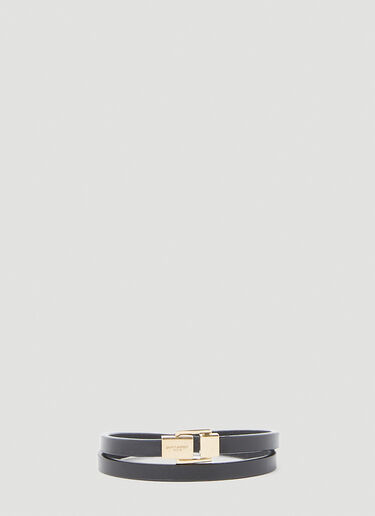 Saint Laurent 徽标刻花环绕式手环 黑色 sla0253167