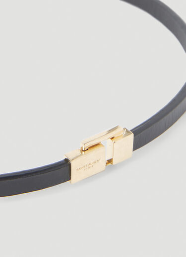 Saint Laurent 徽标刻花环绕式手环 黑色 sla0253167