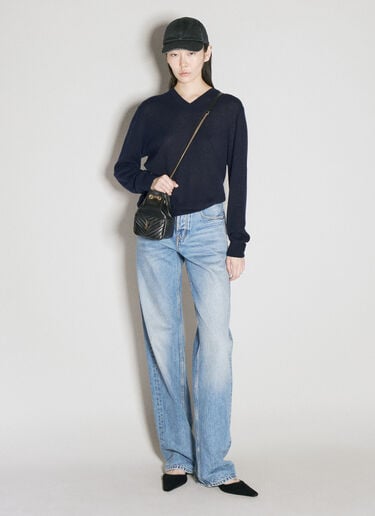 Cashmere-And-Silk V-Neck Sweater Saint Laurent Cashmere-And-Silk V-Neck Sweater Blue sla0255018