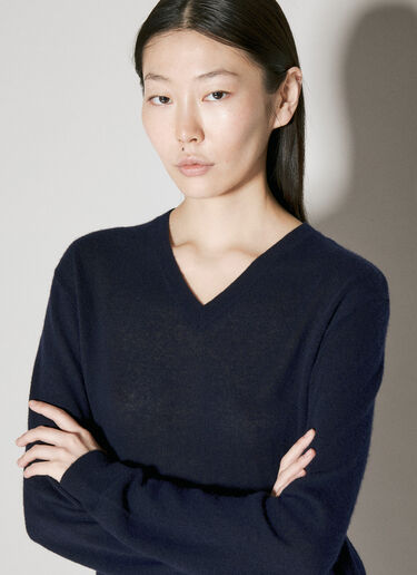 Cashmere-And-Silk V-Neck Sweater Saint Laurent Cashmere-And-Silk V-Neck Sweater Blue sla0255018