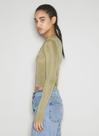 Ribbed Knit Cropped Top Saint Laurent Ribbed Knit Cropped Top Green sla0255021