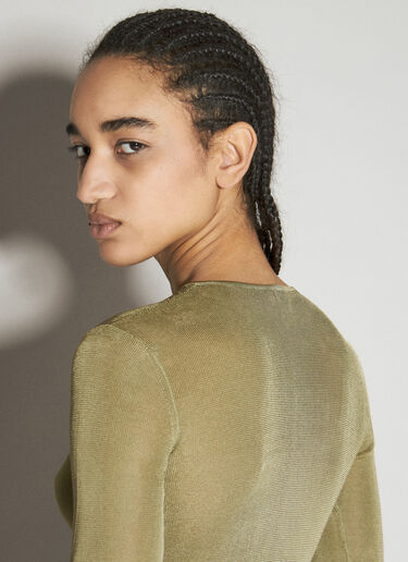 Ribbed Knit Cropped Top Saint Laurent Ribbed Knit Cropped Top Green sla0255021