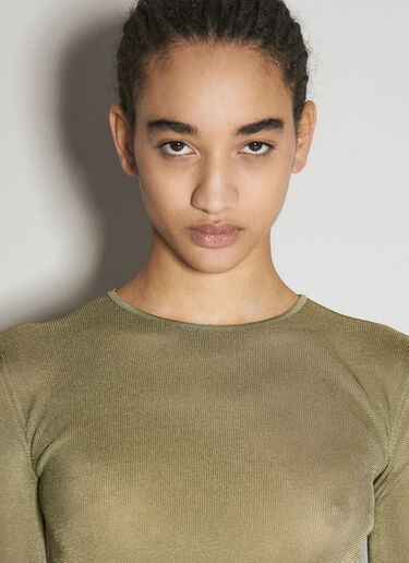 Ribbed Knit Cropped Top Saint Laurent Ribbed Knit Cropped Top Green sla0255021