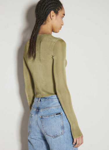 Ribbed Knit Cropped Top Saint Laurent Ribbed Knit Cropped Top Green sla0255021
