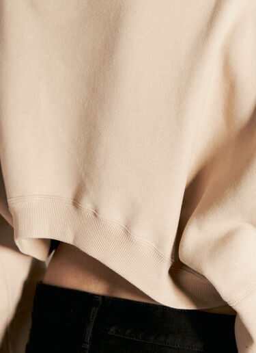 Cropped Sweatshirt Saint Laurent Cropped Sweatshirt Beige sla0255022