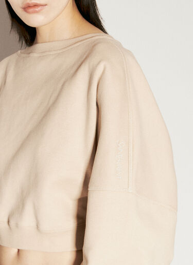 Cropped Sweatshirt Saint Laurent Cropped Sweatshirt Beige sla0255022