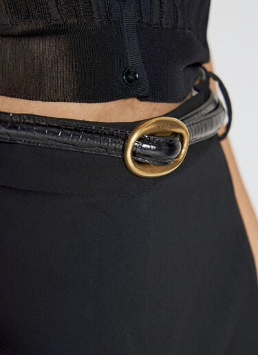 Oval-Buckle Croc-Embossed Leather Belt Saint Laurent Oval-Buckle Croc-Embossed Leather Belt Black sla0255069