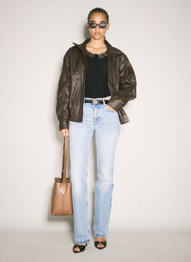Bomber Leather Jacket Saint Laurent Bomber Leather Jacket Brown sla0257006