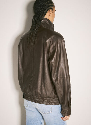 Saint Laurent Bomber Leather Jacket Brown sla0257006
