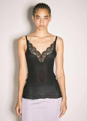 Saint Laurent Laced Tank Top Black sla0257026