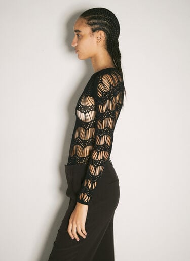 Saint Laurent 사다리 패턴 바디수트  블랙 sla0257030