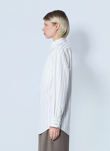 Saint Laurent Striped Button-Down Shirt Beige sla0260078