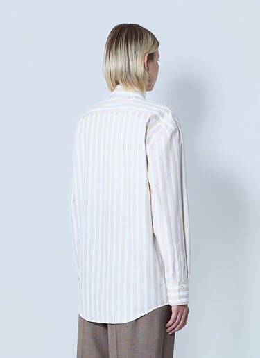 Saint Laurent Striped Button-Down Shirt Beige sla0260078