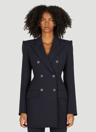 피티드 더블 브레스티드 새틴 블레이저 Sportmax 피티드 더블 브레스티드 새틴 블레이저 네이비 spx0250021