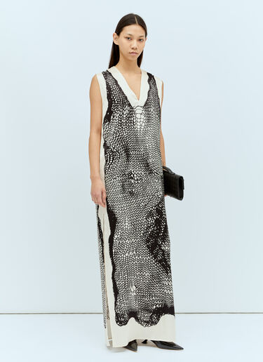 Sportmax 그래픽 프린트 맥시 원피스 크림 spx0256009