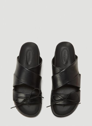 Simone Rocha Criss-Cross Bow Slides Black sra0244015