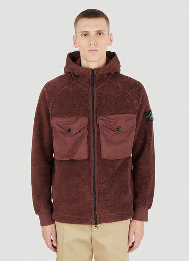 Stone Island 후드 플리스 재킷 브라운 sto0145063
