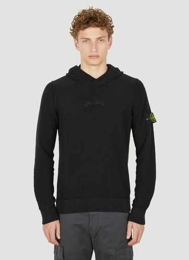Stone Island 컴퍼스 패치 후드 스웨트셔츠 블랙 sto0150065