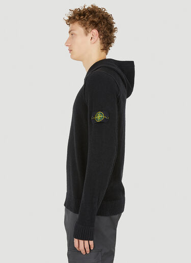 Stone Island 컴퍼스 패치 후드 스웨트셔츠 블랙 sto0150065
