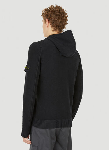 Stone Island 컴퍼스 패치 후드 스웨트셔츠 블랙 sto0150065