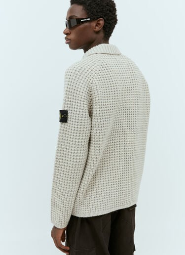 Stone Island 스프레드 칼라 울 스웨터 크림 sto0154062