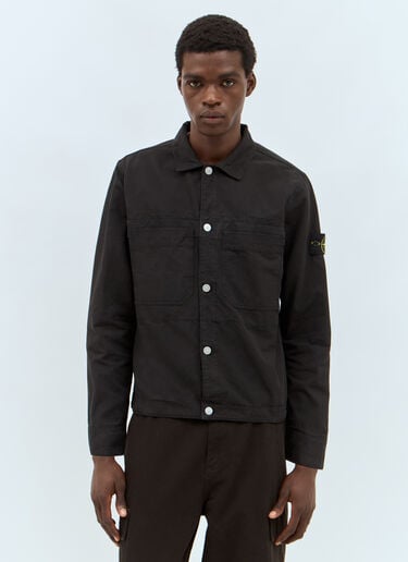 Stone Island Canvas Overshirt Black sto0158033