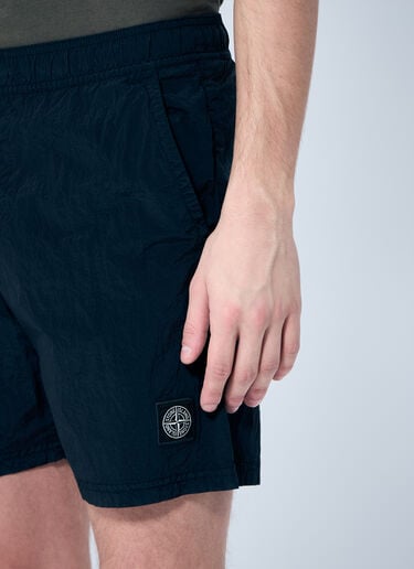 Stone Island Nylon Shorts With Logo Patch Black sto0160064