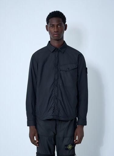 Stone Island 가먼트 다이드 로고 패치 재킷  블랙 sto0162018