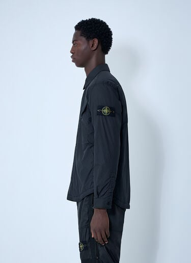 Stone Island 가먼트 다이드 로고 패치 재킷  블랙 sto0162018