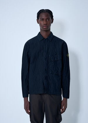 Stone Island Logo Motif Corduroy Shirt Navy sto0162021