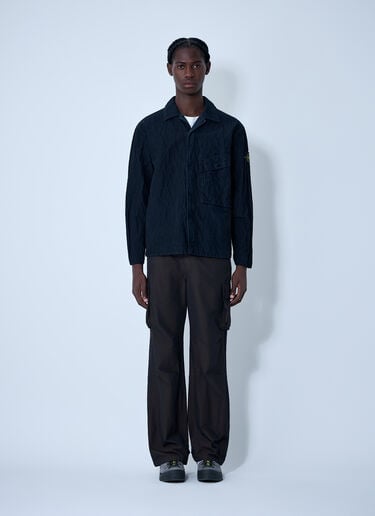Stone Island Logo Motif Corduroy Shirt Navy sto0162021