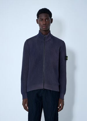 Stone Island Zip-Up Rib Cardigan Purple sto0162040