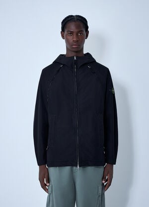 Stone Island Logo Patch Hooded Jacket Black sto0162047