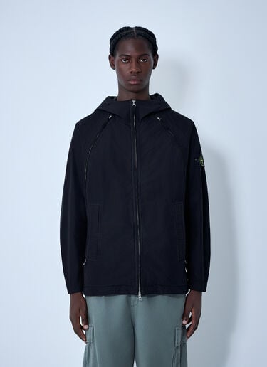 Stone Island Logo Patch Hooded Jacket Black sto0162047