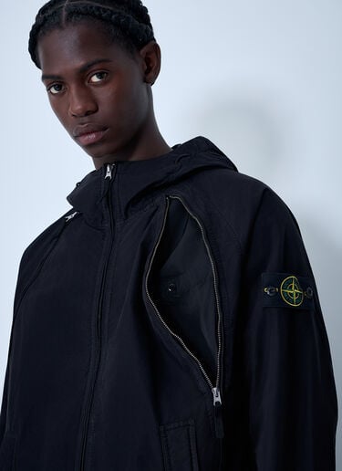 Stone Island Logo Patch Hooded Jacket Black sto0162047