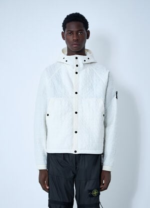Stone Island Padded Logo Motif Hooded Jacket Ivory sto0162048