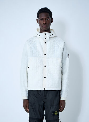 Padded Logo Motif Hooded Jacket Stone Island Padded Logo Motif Hooded Jacket Ivory sto0162048