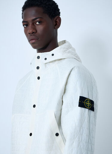 Padded Logo Motif Hooded Jacket Stone Island Padded Logo Motif Hooded Jacket Ivory sto0162048