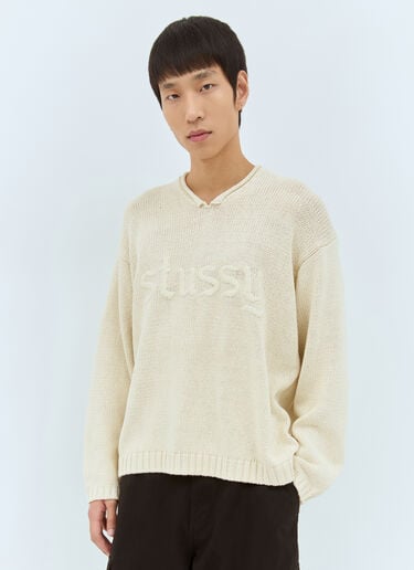 롤 V-넥 로고 스웨터 Stüssy 롤 V-넥 로고 스웨터 크림 sts0158008