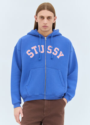 Stüssy Distressed Graphic Zip-Up Hooded Sweatshirt Purple sts0159007