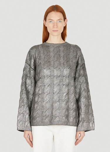 Coated Cable Knit Sweater TOTEME Coated Cable Knit Sweater Silver tot0251037