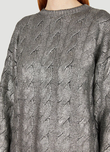 Coated Cable Knit Sweater TOTEME Coated Cable Knit Sweater Silver tot0251037