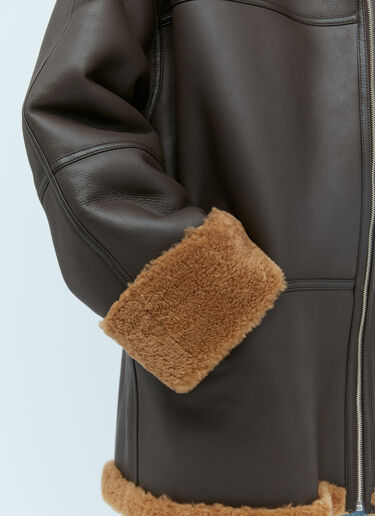 TOTEME Signature Shearling Jacket Brown tot0254016