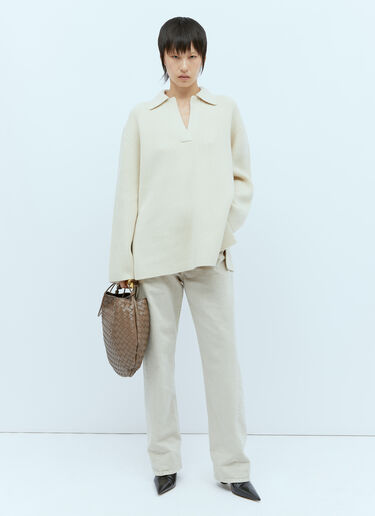 Rib Polo Knit Sweater TOTEME Rib Polo Knit Sweater Beige tot0254018