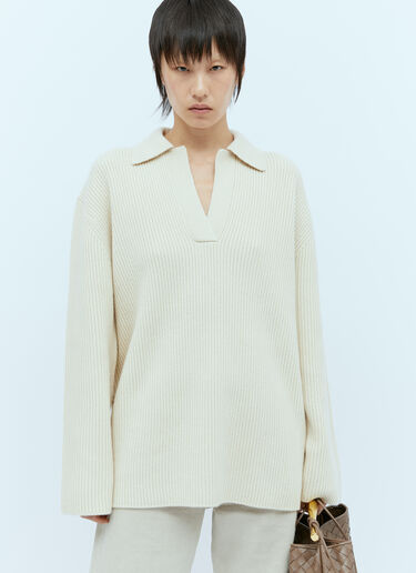 Rib Polo Knit Sweater TOTEME Rib Polo Knit Sweater Beige tot0254018